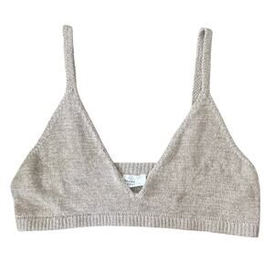 Honey Mango Knit V-Neck Bralette Bra Top Size Large Beige NWT